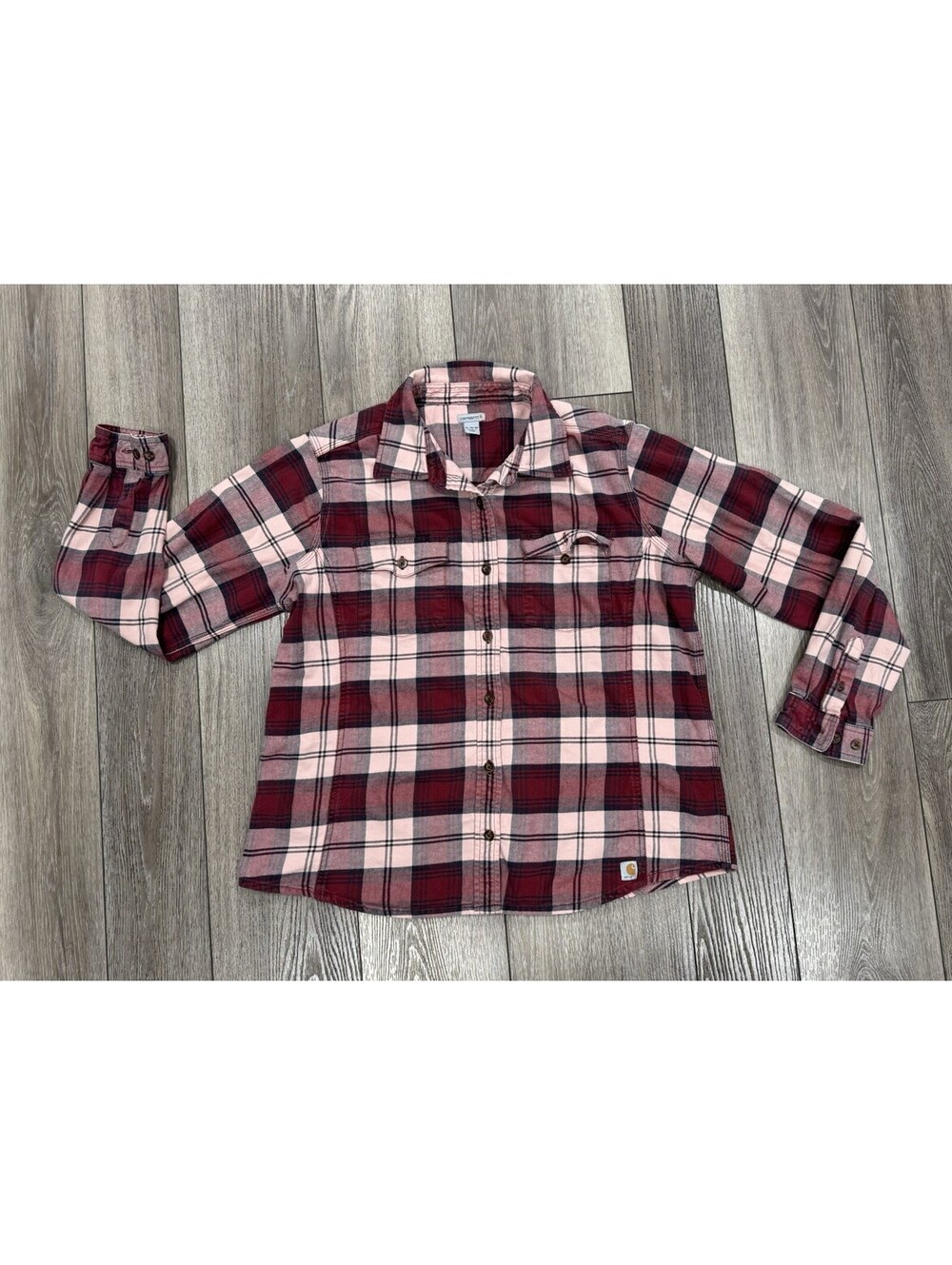 Women’s Carhartt Flannel Long Sleeve Button Front Shirt Size Xl 16/18